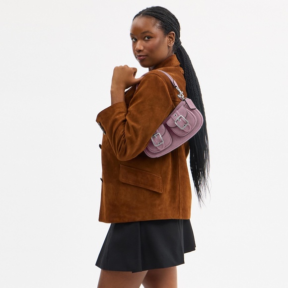 NWT coach Ashton Bag silver/light violet suede smooth leather CDA95 - Picture 6 of 7